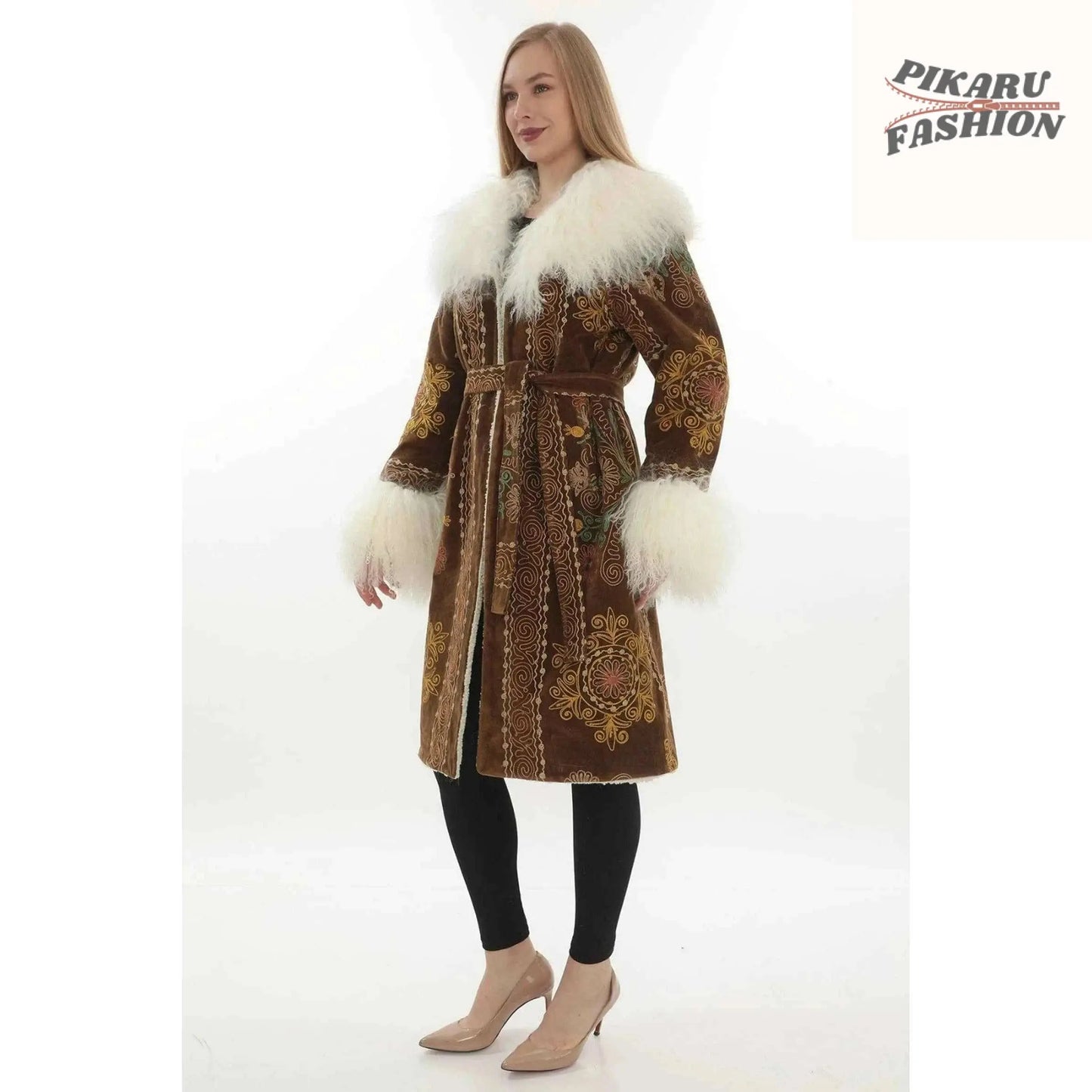 Boho Suzani Shearling Coat - PIKARU FASHION
