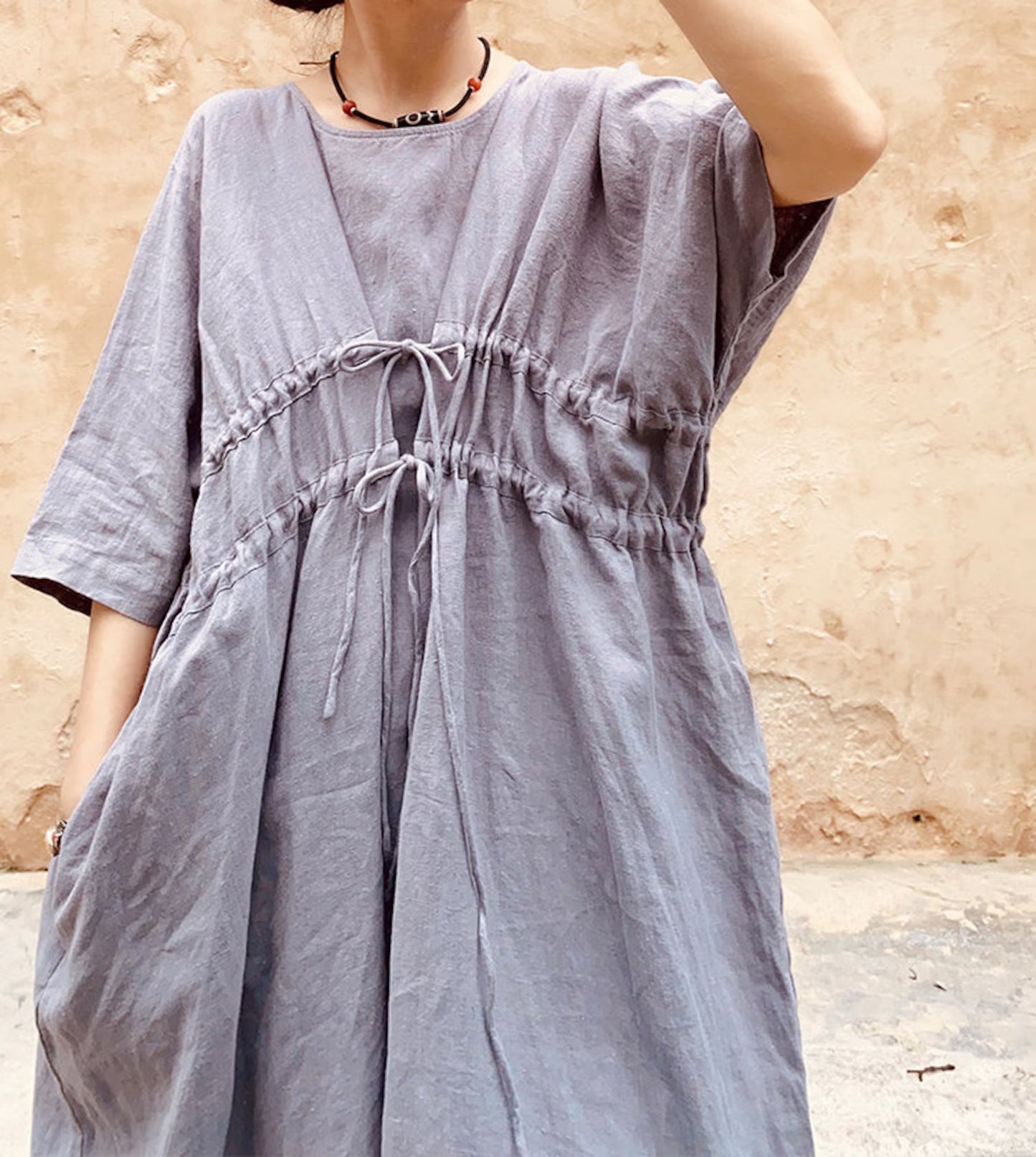 Soft Linen Maxi Dress - PIKARU FASHION