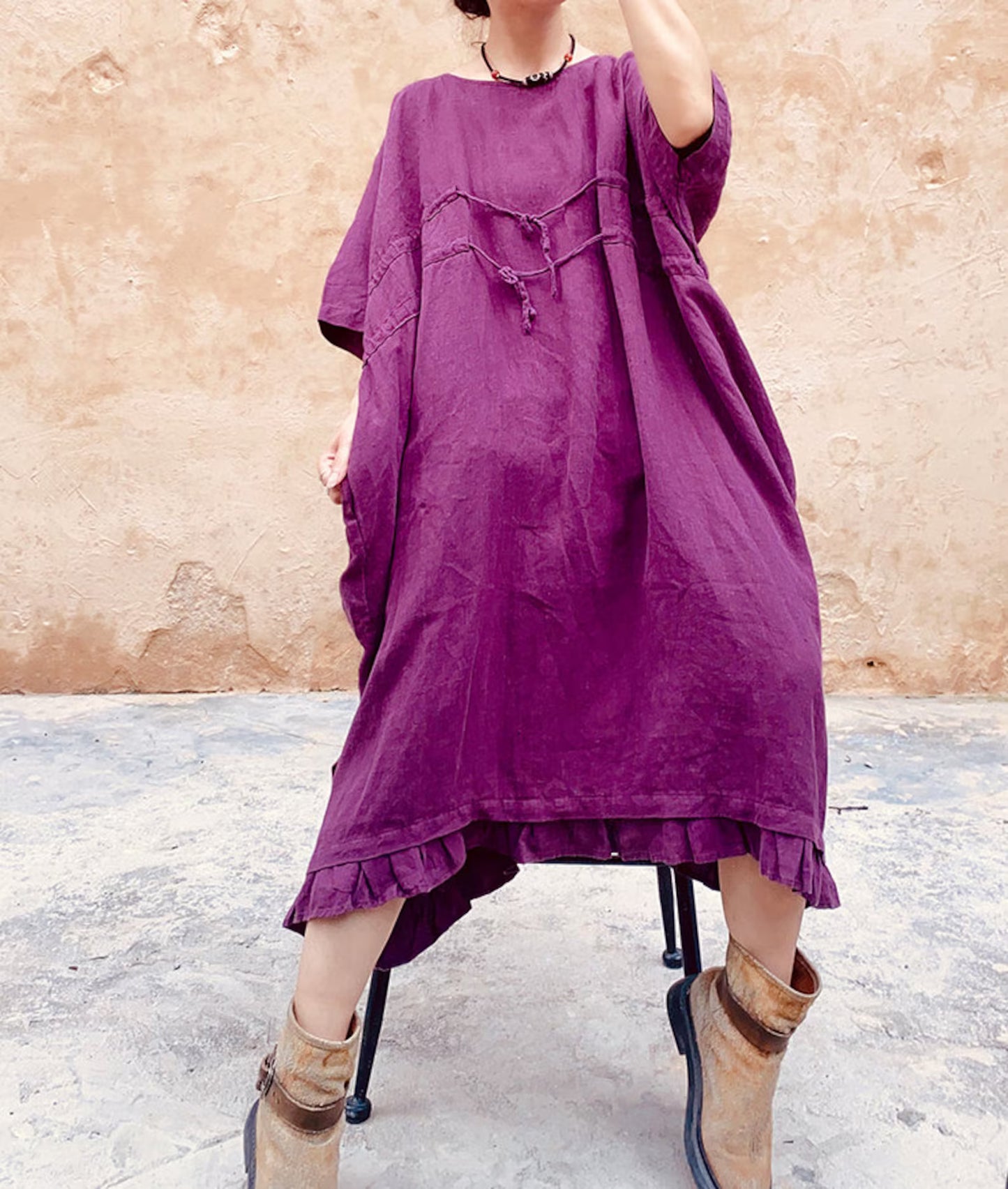 Soft Linen Maxi Dress - PIKARU FASHION