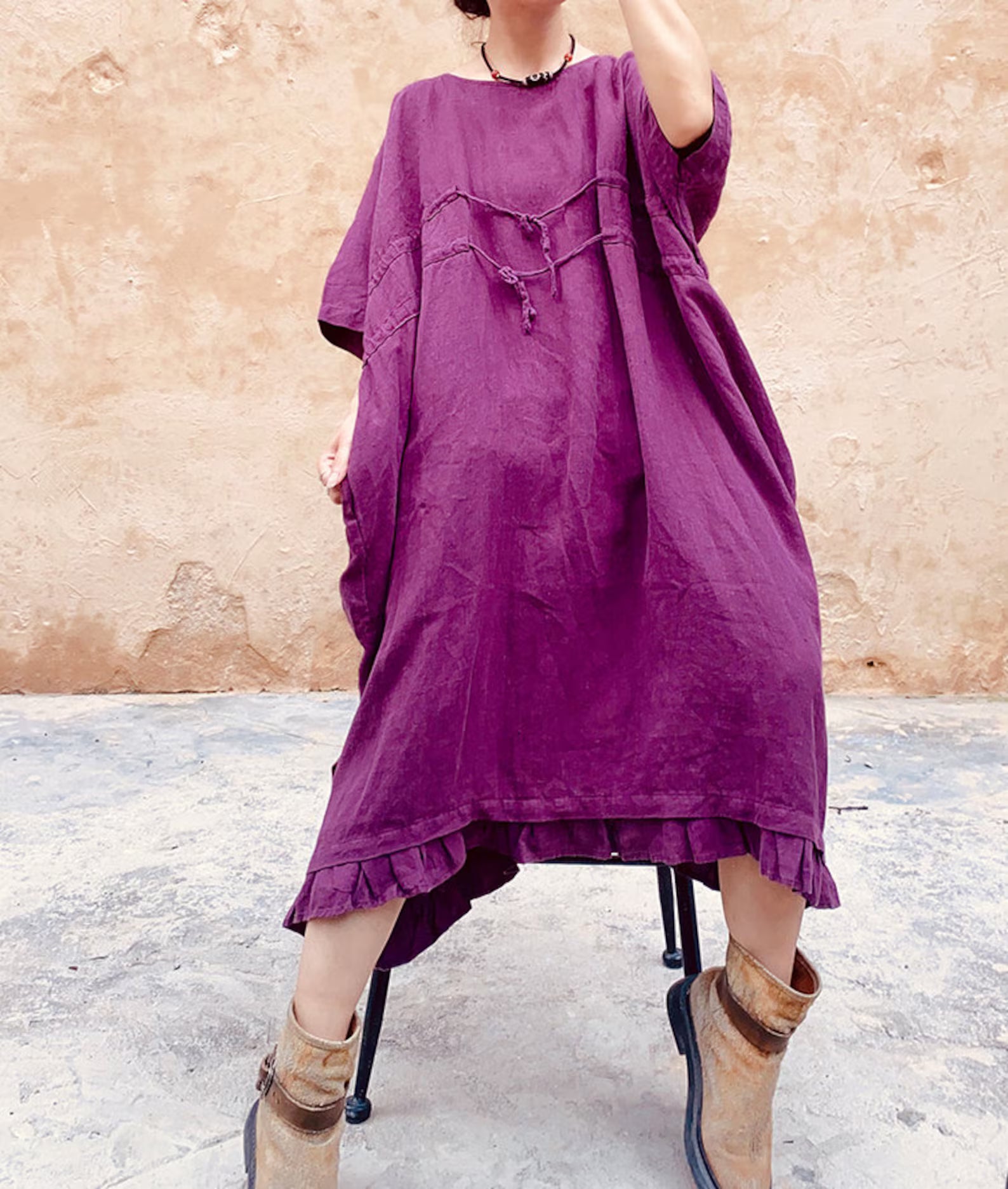 Soft Linen Maxi Dress - PIKARU FASHION