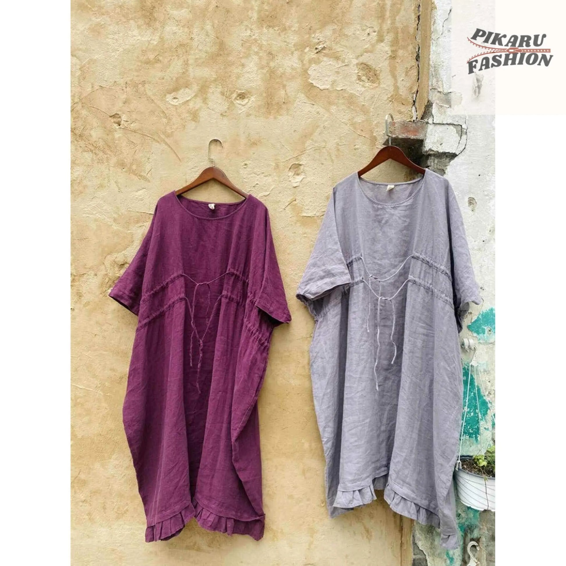 Soft Linen Maxi Dress - PIKARU FASHION