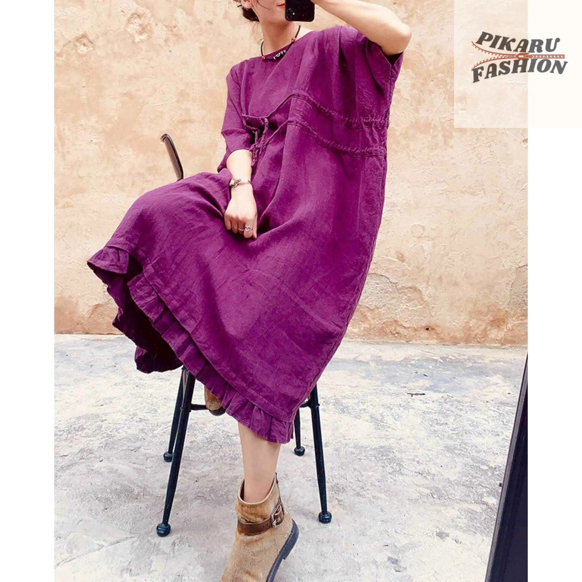 Soft Linen Maxi Dress - PIKARU FASHION