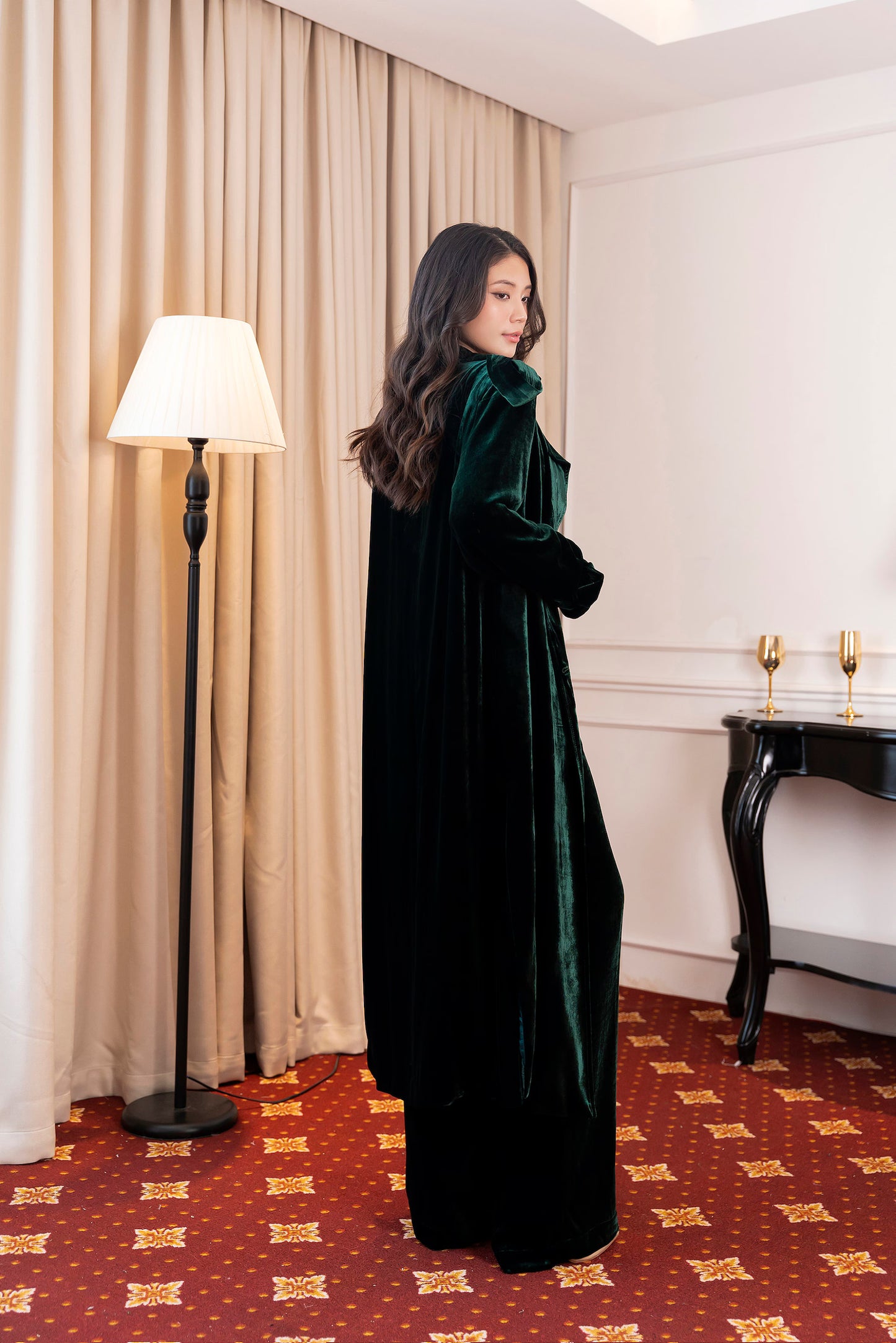 Long Mulberry Silk Velvet COAT - PIKARU FASHION