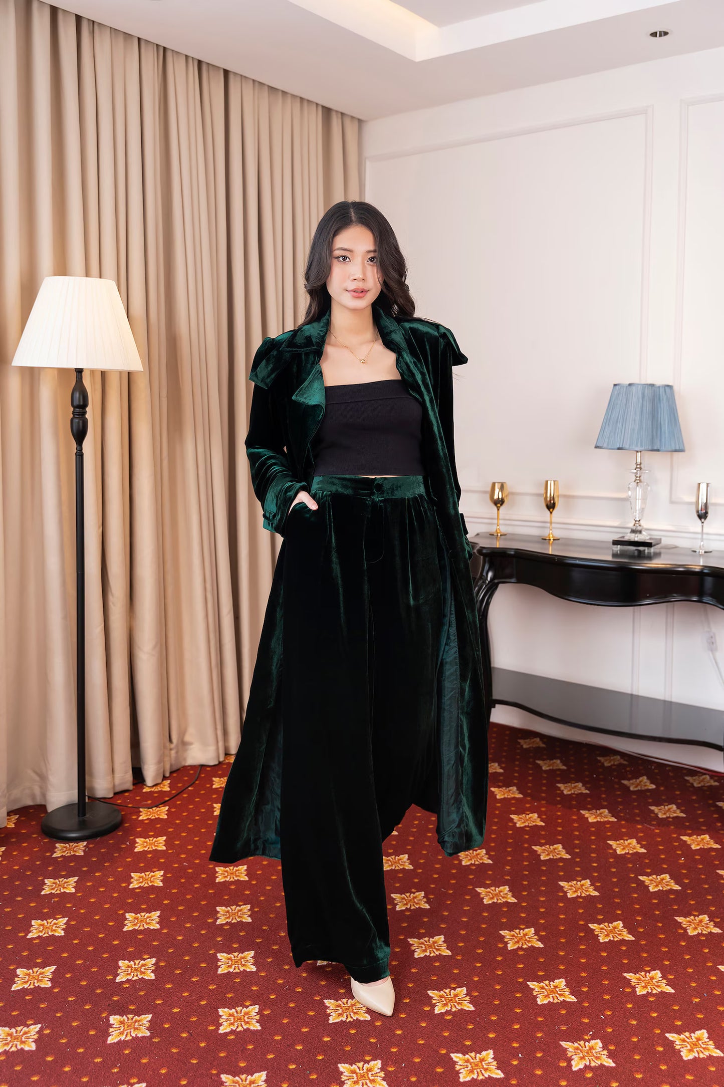 Long Mulberry Silk Velvet COAT - PIKARU FASHION