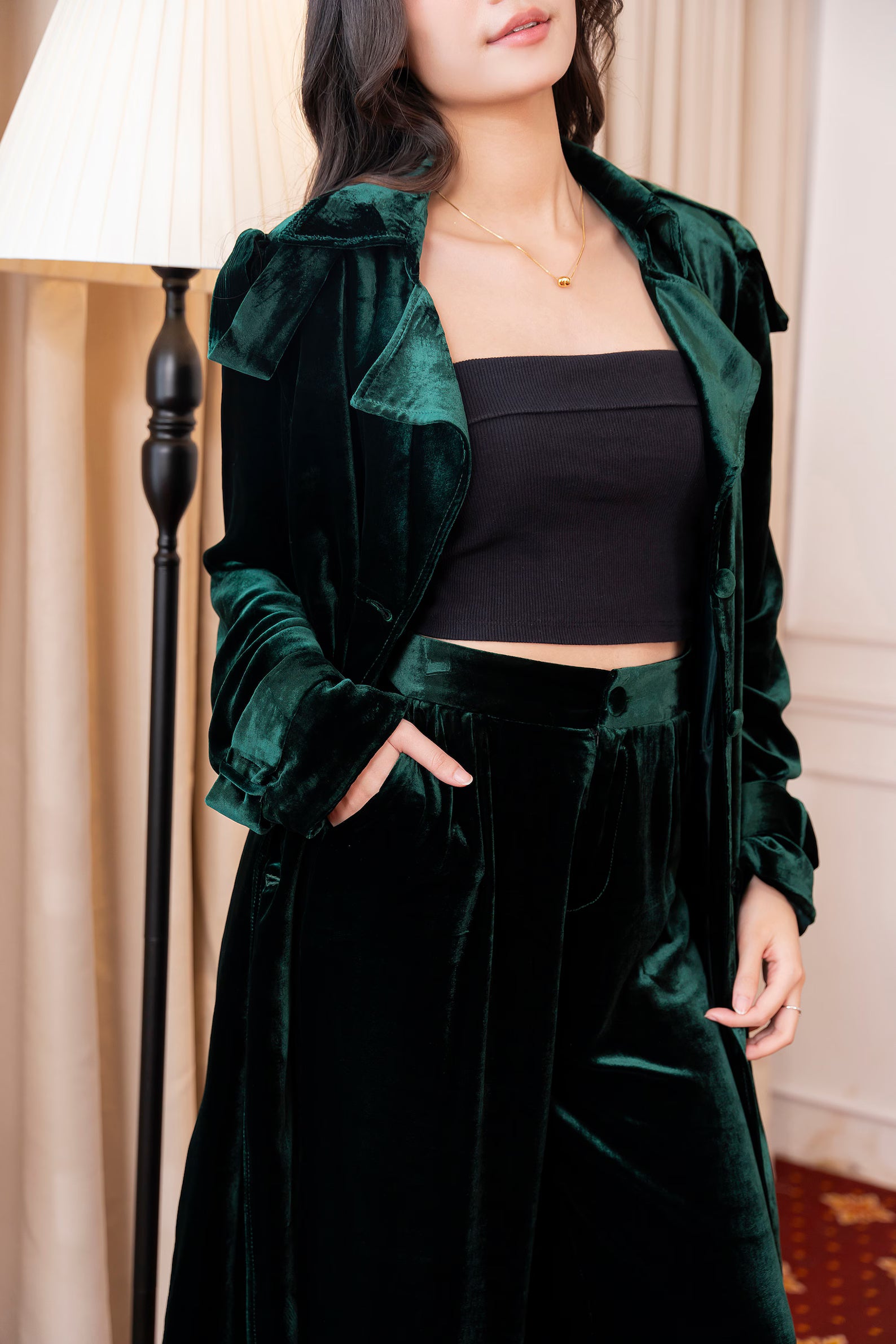 Long Mulberry Silk Velvet COAT - PIKARU FASHION