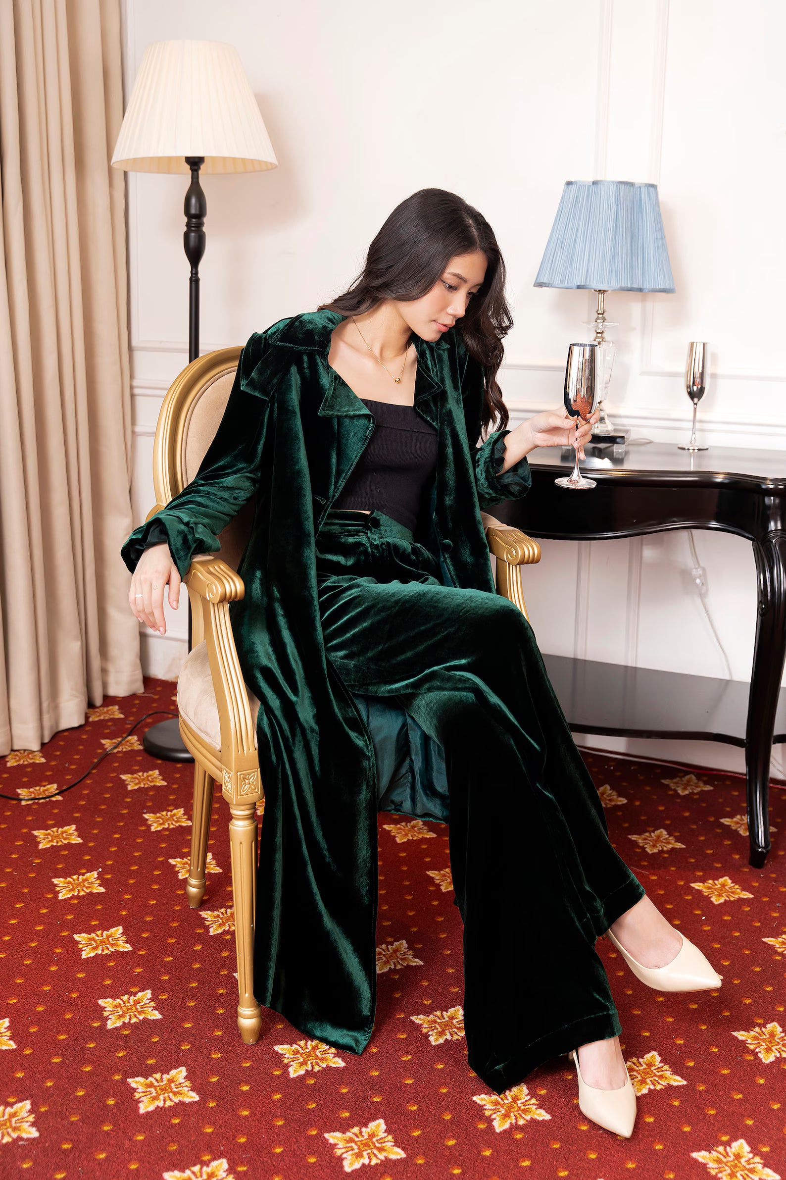 Long Mulberry Silk Velvet COAT - PIKARU FASHION