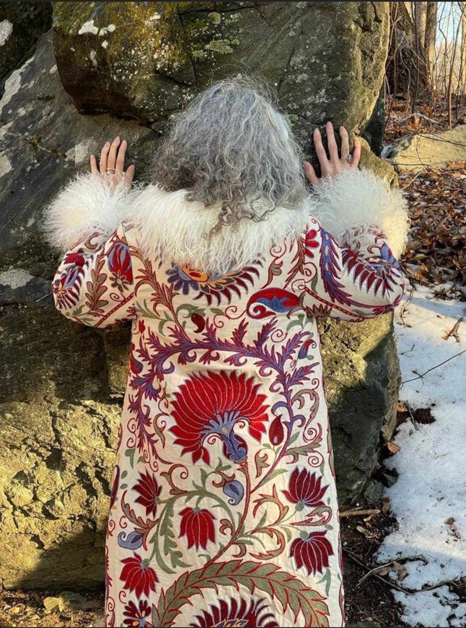 Handmade Suzani Shearling Coat - PIKARU FASHION