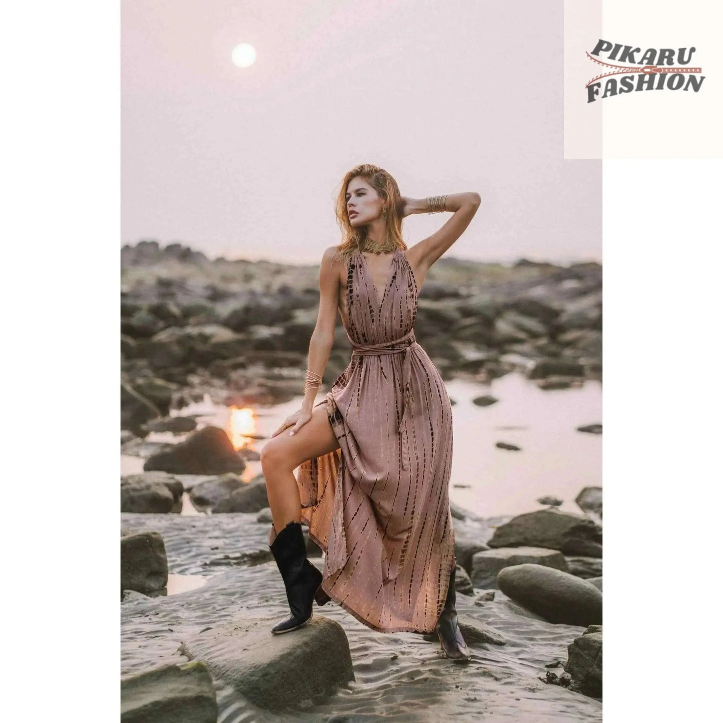 Boho Tie Dye Maxi Dress | Vacation Resort Wear | Summer Goddess Dress - PIKARU FASHION