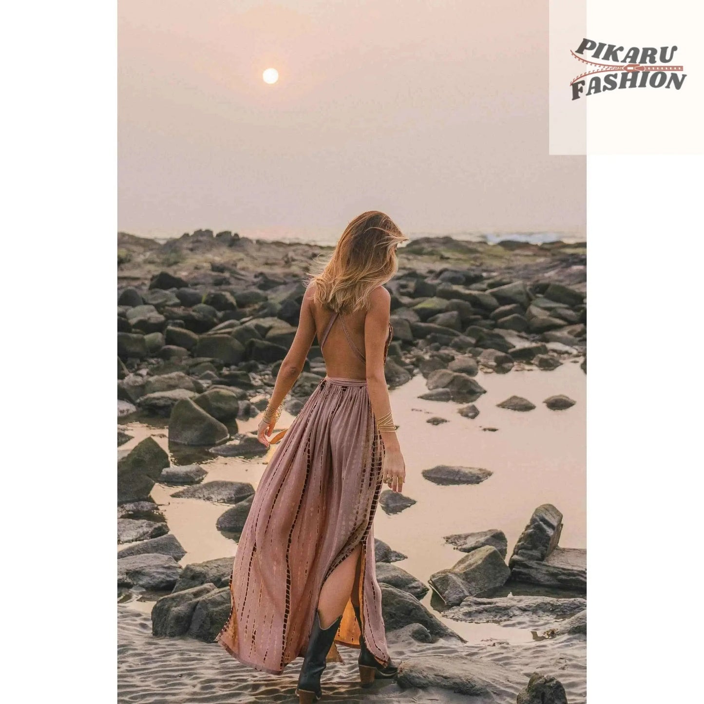 Boho Tie Dye Maxi Dress | Vacation Resort Wear | Summer Goddess Dress - PIKARU FASHION