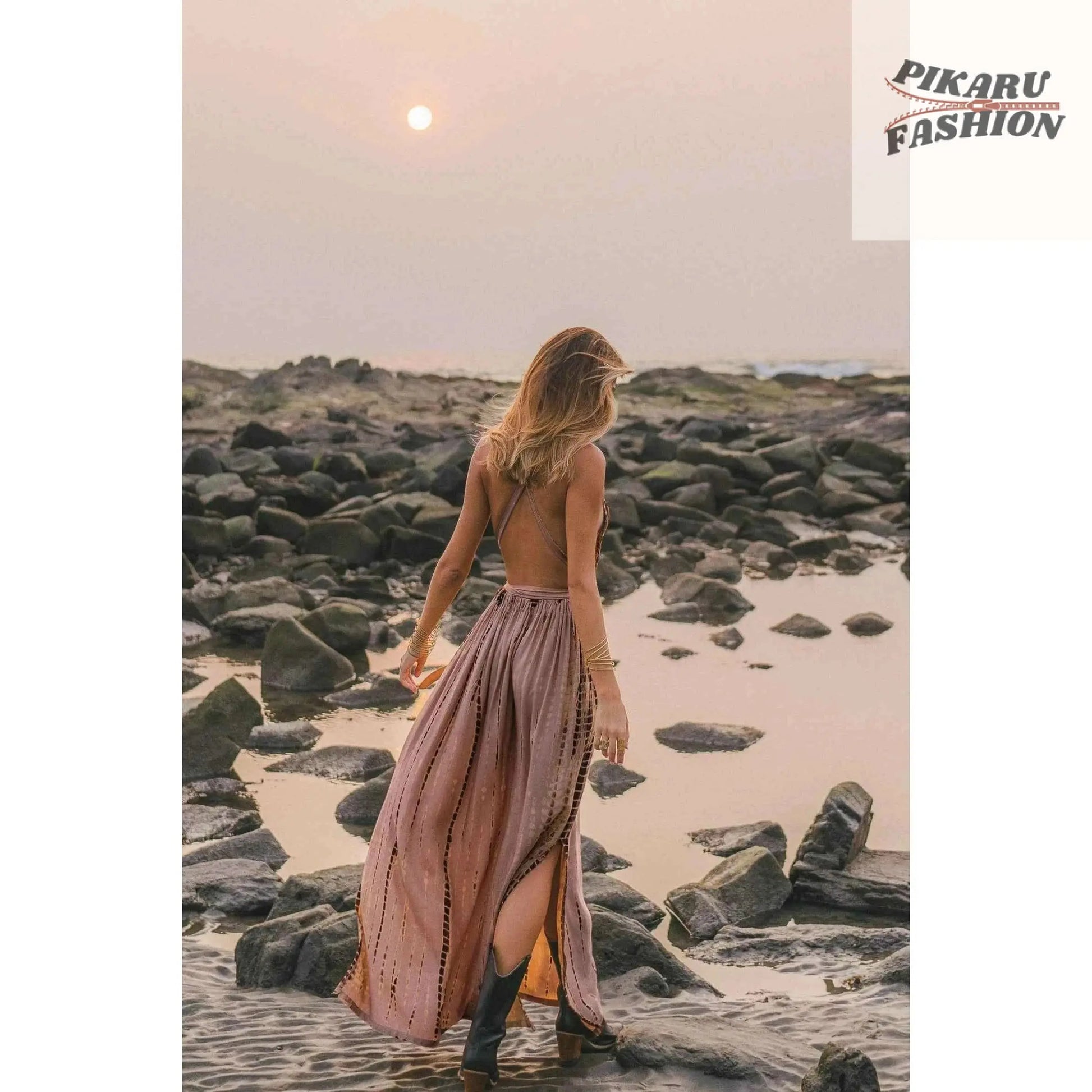 Boho Tie Dye Maxi Dress | Vacation Resort Wear | Summer Goddess Dress - PIKARU FASHION