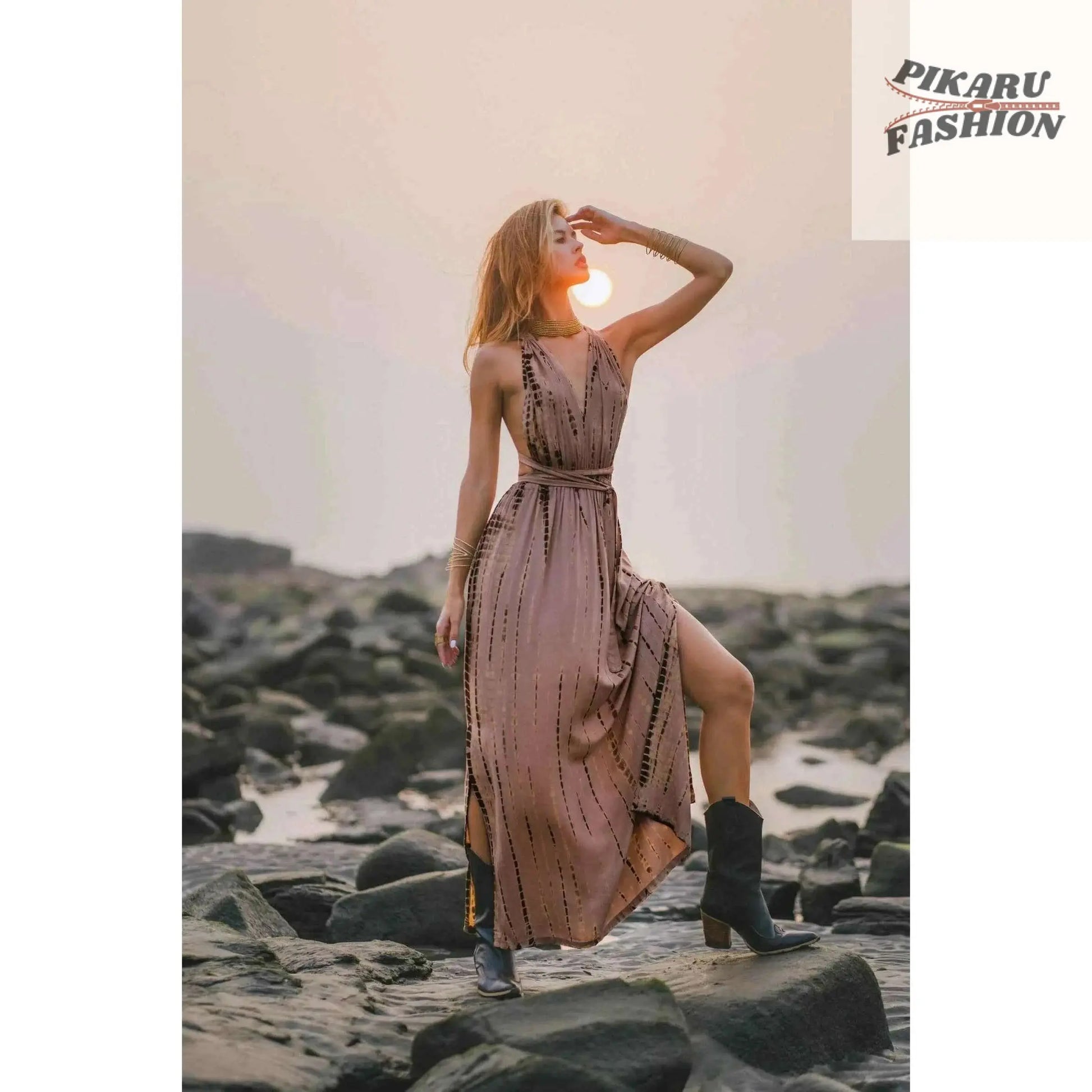 Boho Tie Dye Maxi Dress | Vacation Resort Wear | Summer Goddess Dress - PIKARU FASHION