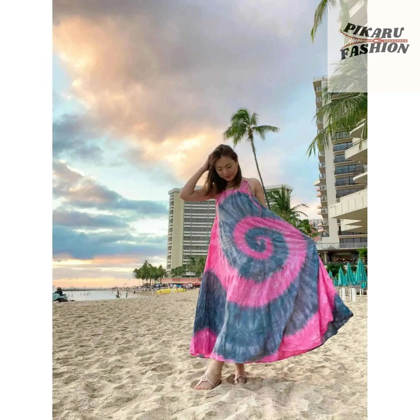 Tie Dye Maxi Dress: Boho Sundress - PIKARU FASHION