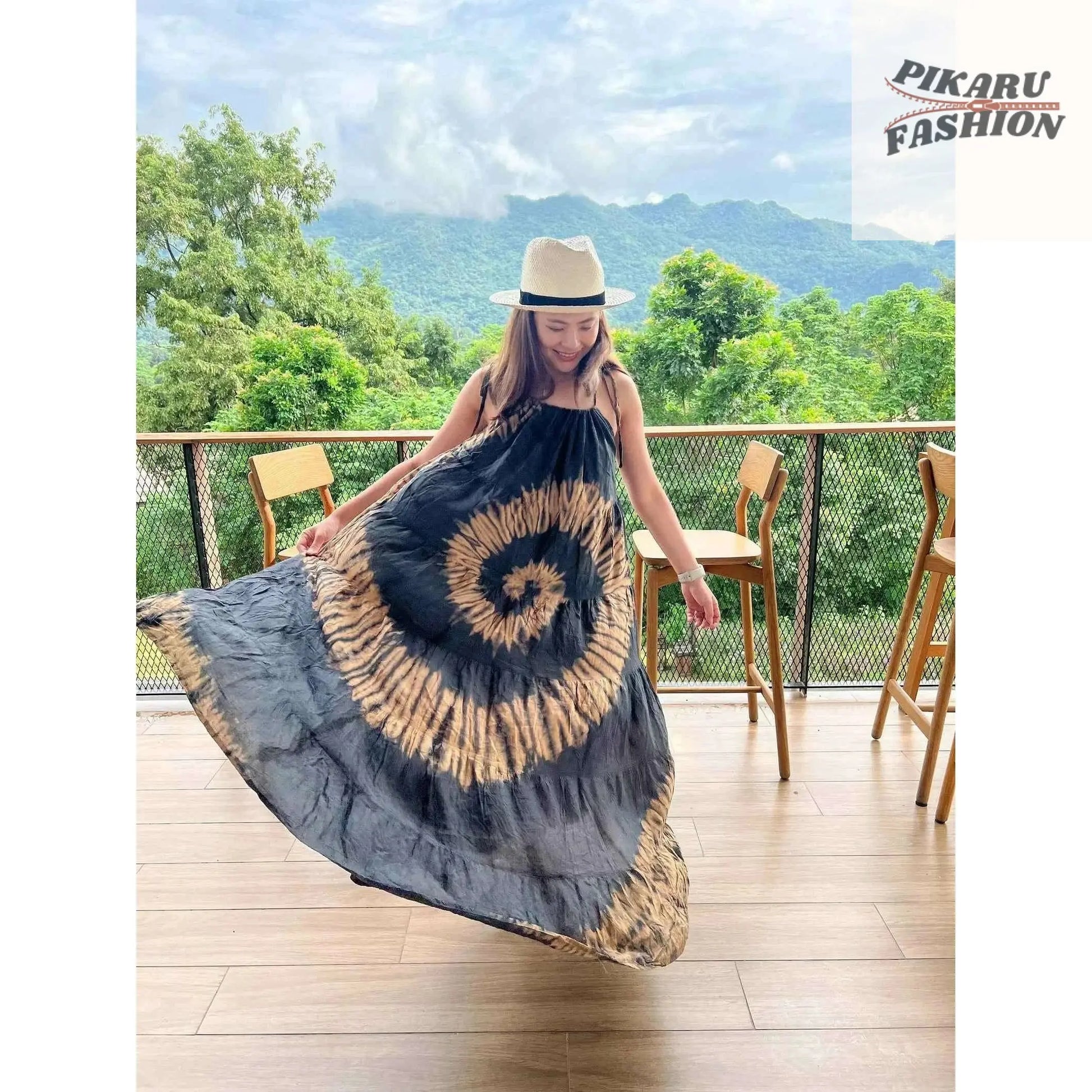Tie Dye Maxi Dress: Boho Sundress - PIKARU FASHION