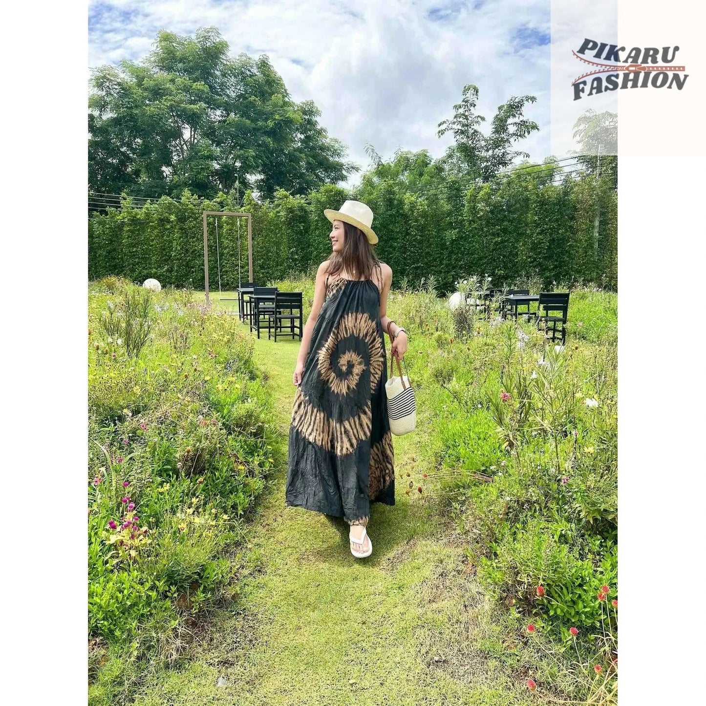 Tie Dye Maxi Dress: Boho Sundress - PIKARU FASHION