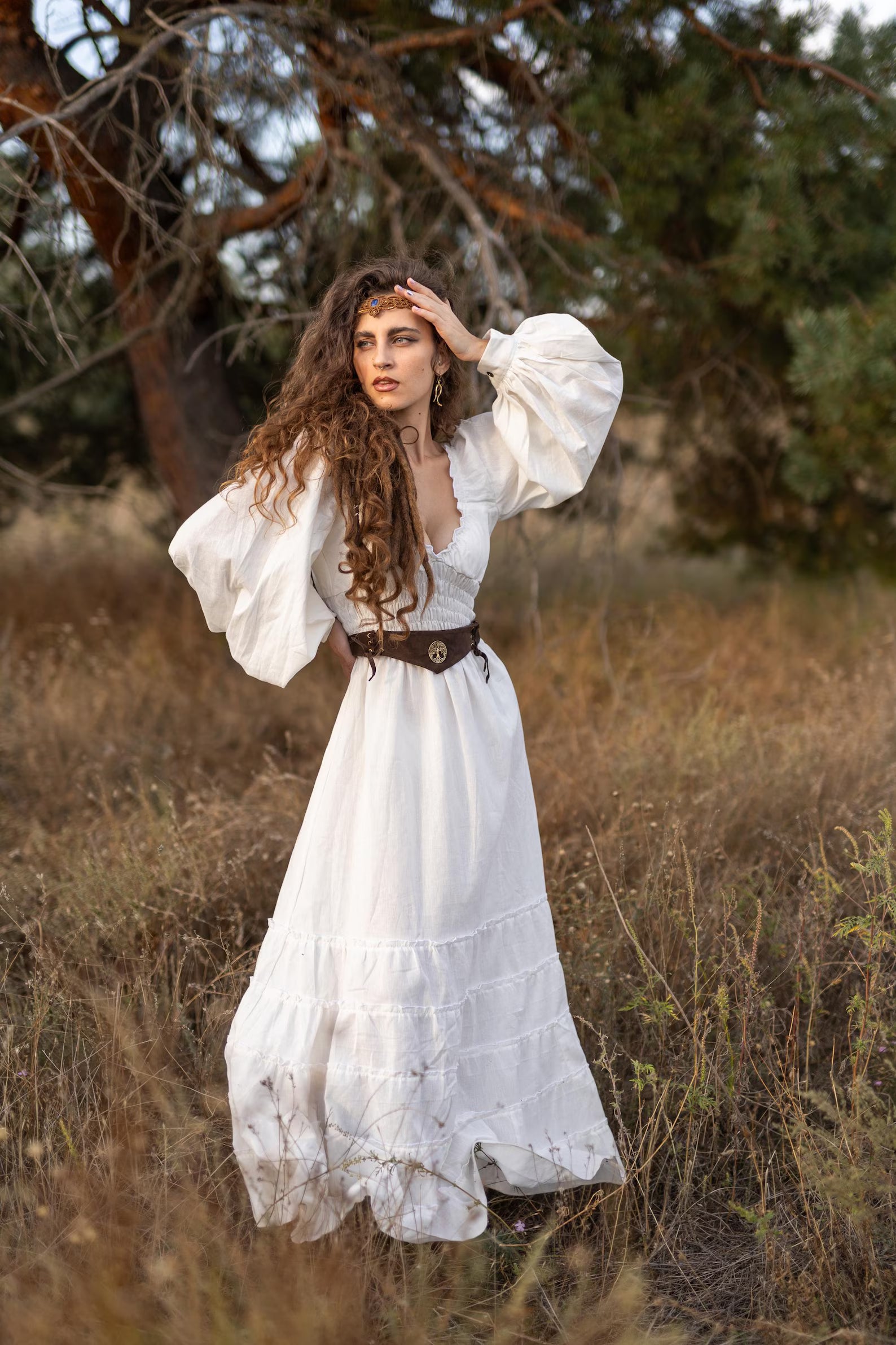 Long Off White Bohemian Dress with Ruffles- pikaru fashion - PIKARU FASHION