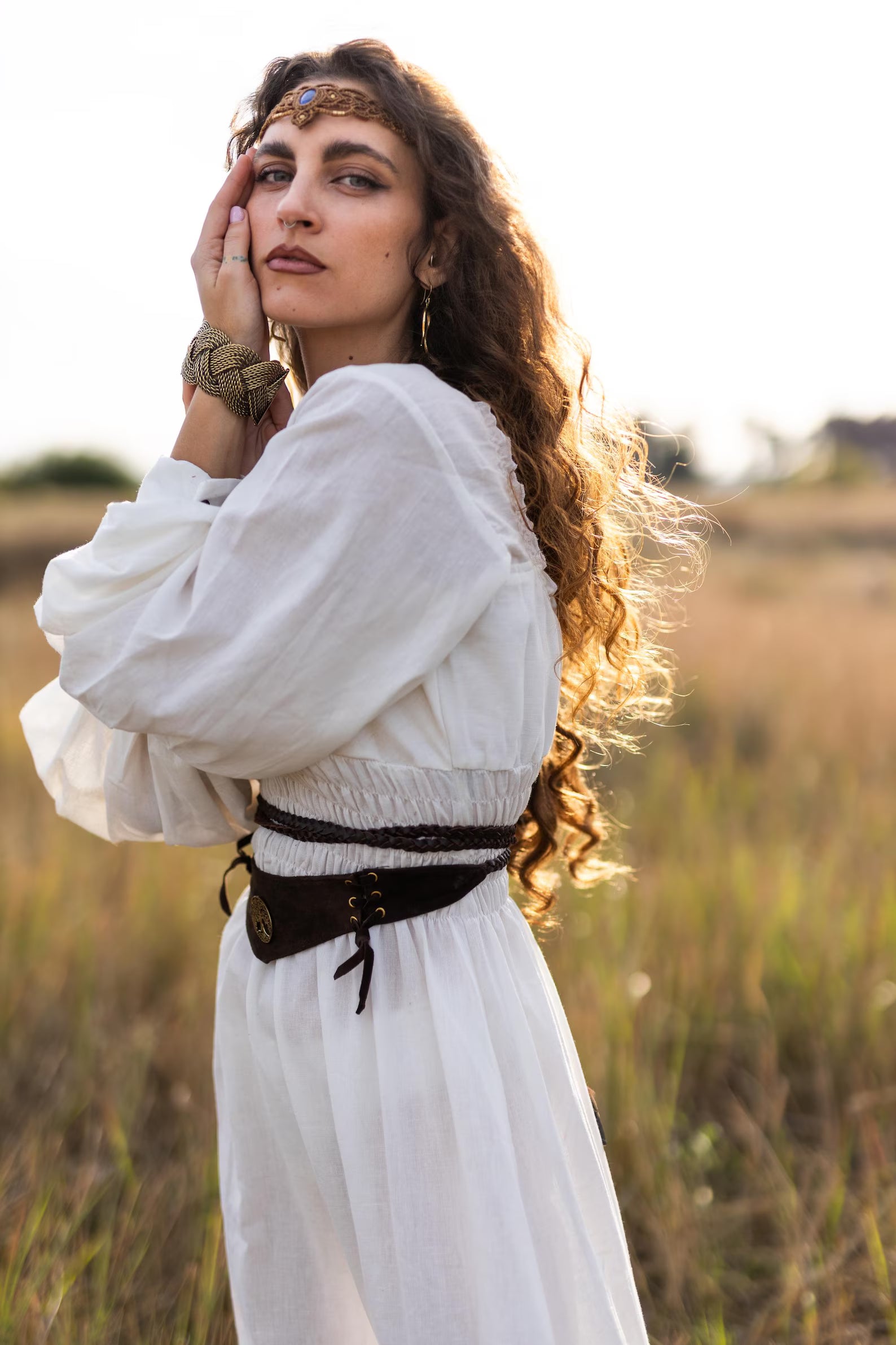 Long Off White Bohemian Dress with Ruffles- pikaru fashion - PIKARU FASHION