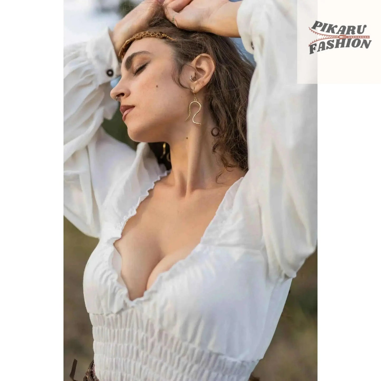 Long Off White Bohemian Dress with Ruffles- pikaru fashion - PIKARU FASHION