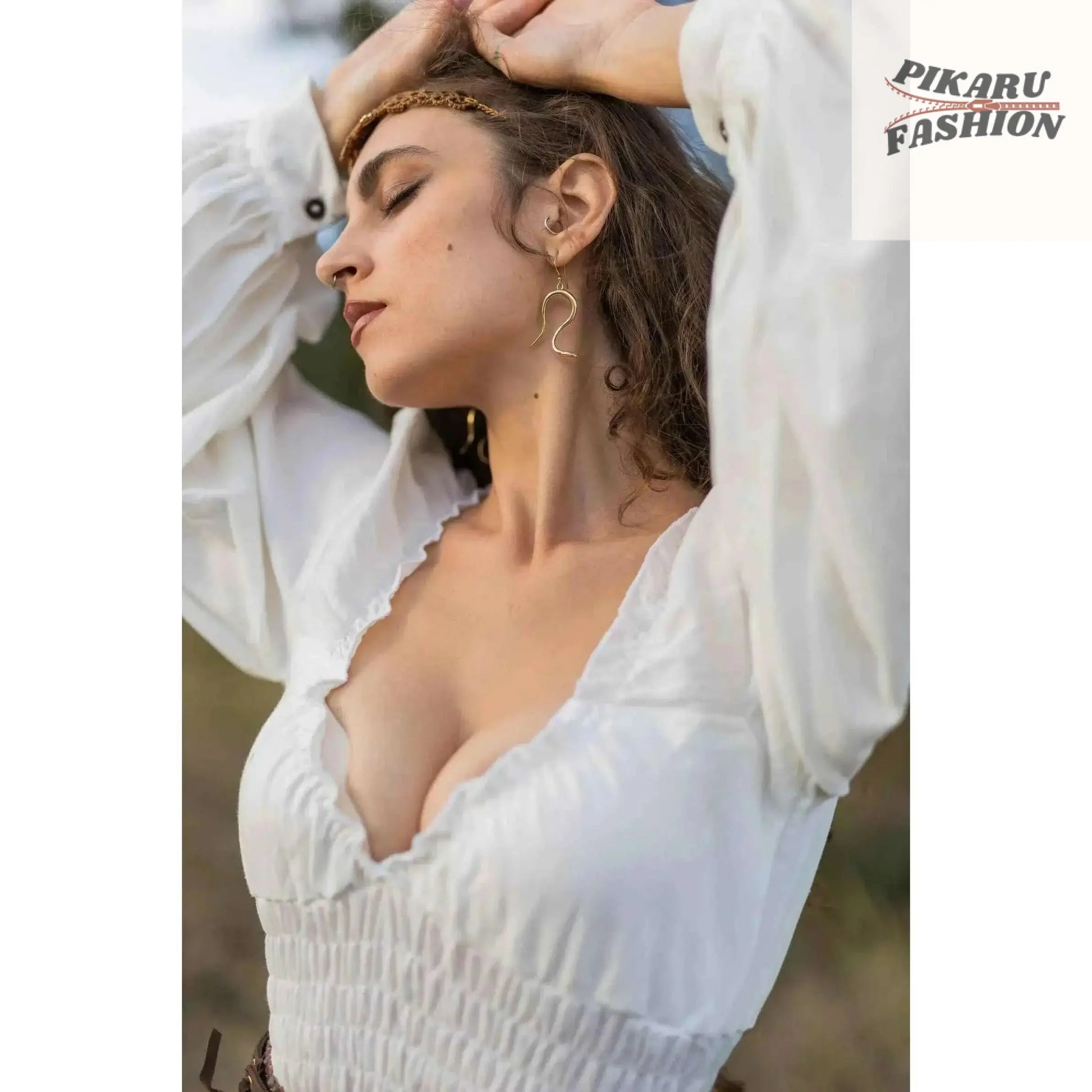 Long Off White Bohemian Dress with Ruffles- pikaru fashion - PIKARU FASHION