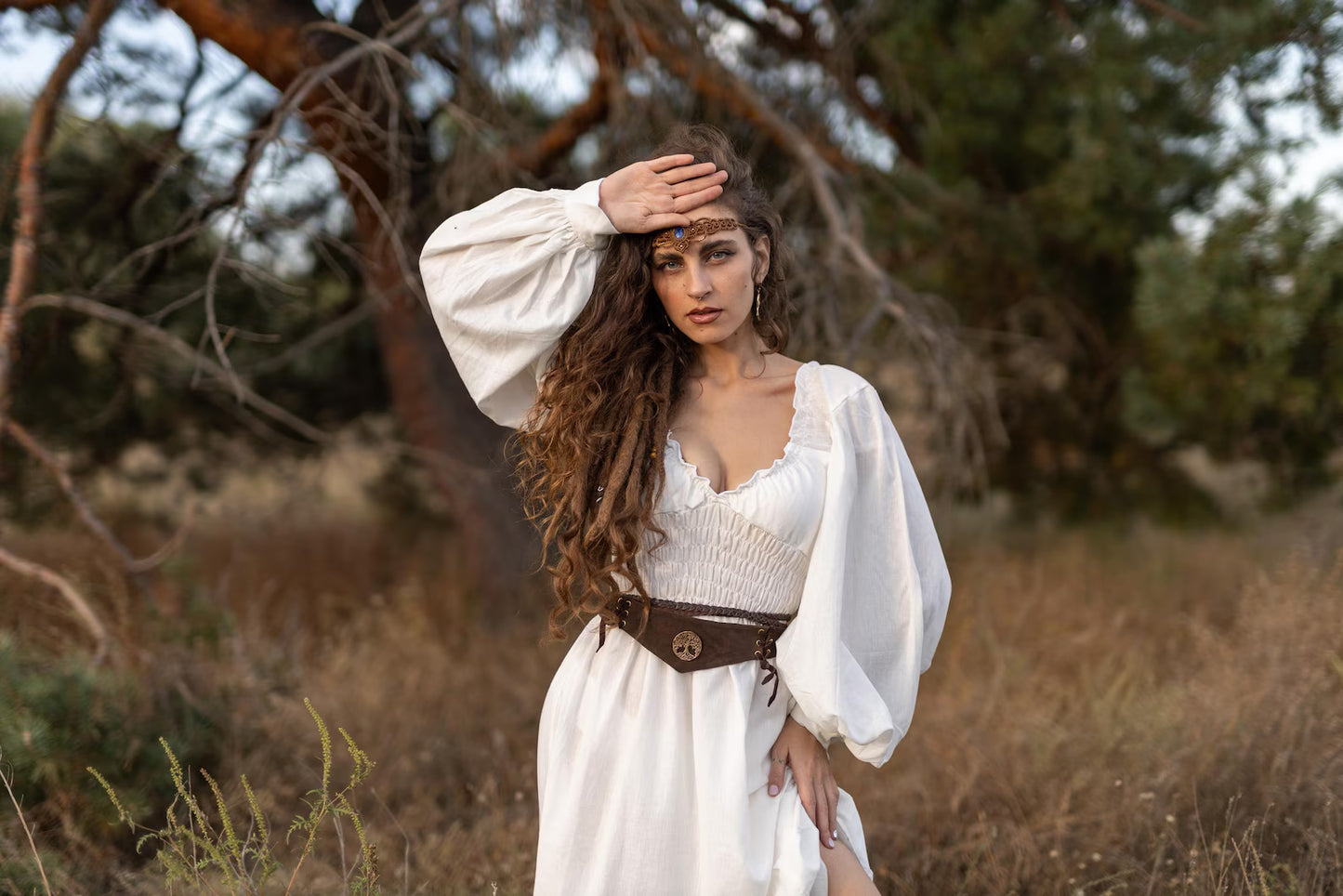 Long Off White Bohemian Dress with Ruffles- pikaru fashion - PIKARU FASHION