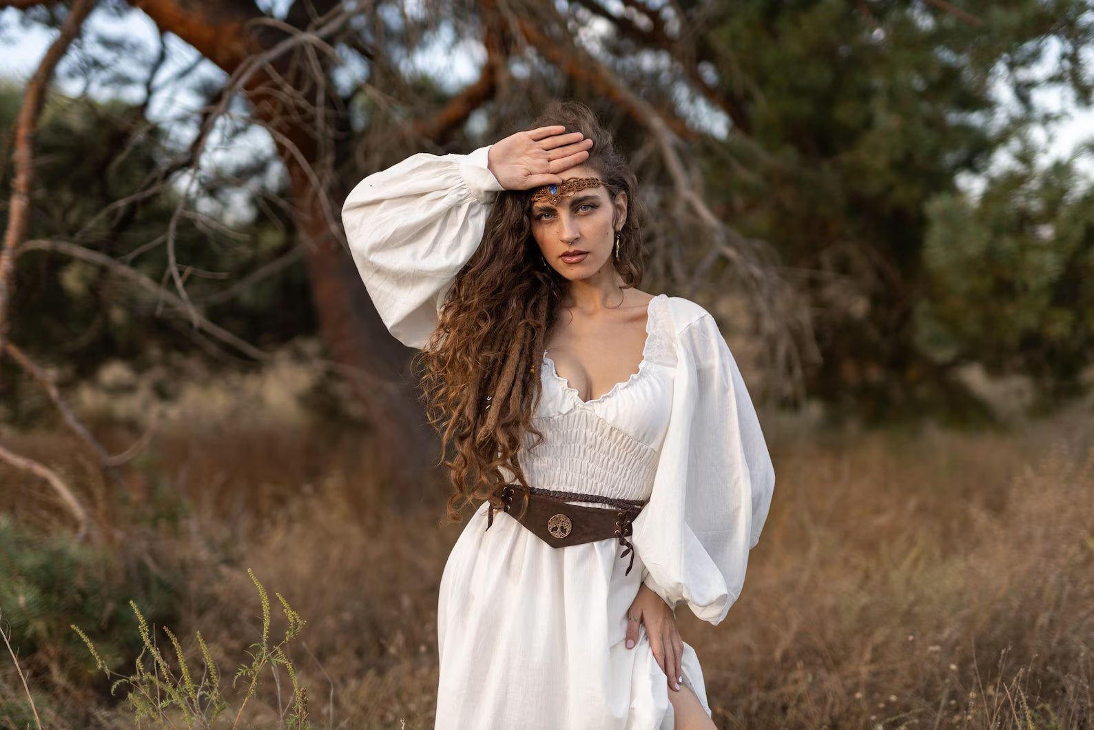 Long Off White Bohemian Dress with Ruffles- pikaru fashion - PIKARU FASHION