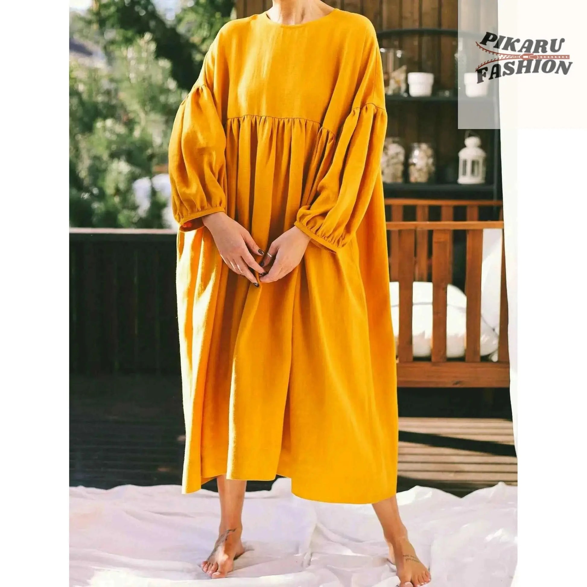 Oversized Linen Dress - PIKARU FASHION