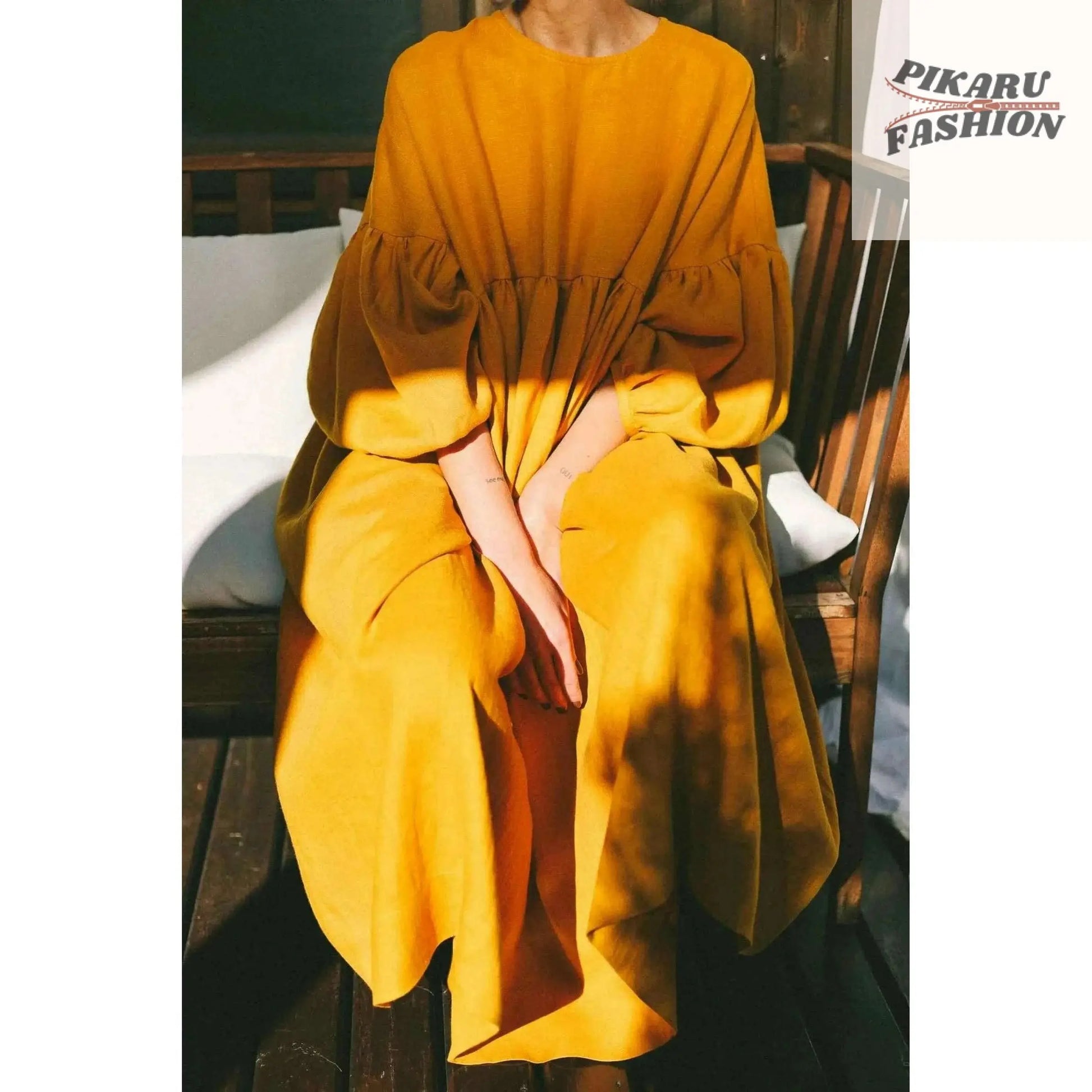 Oversized Linen Dress - PIKARU FASHION