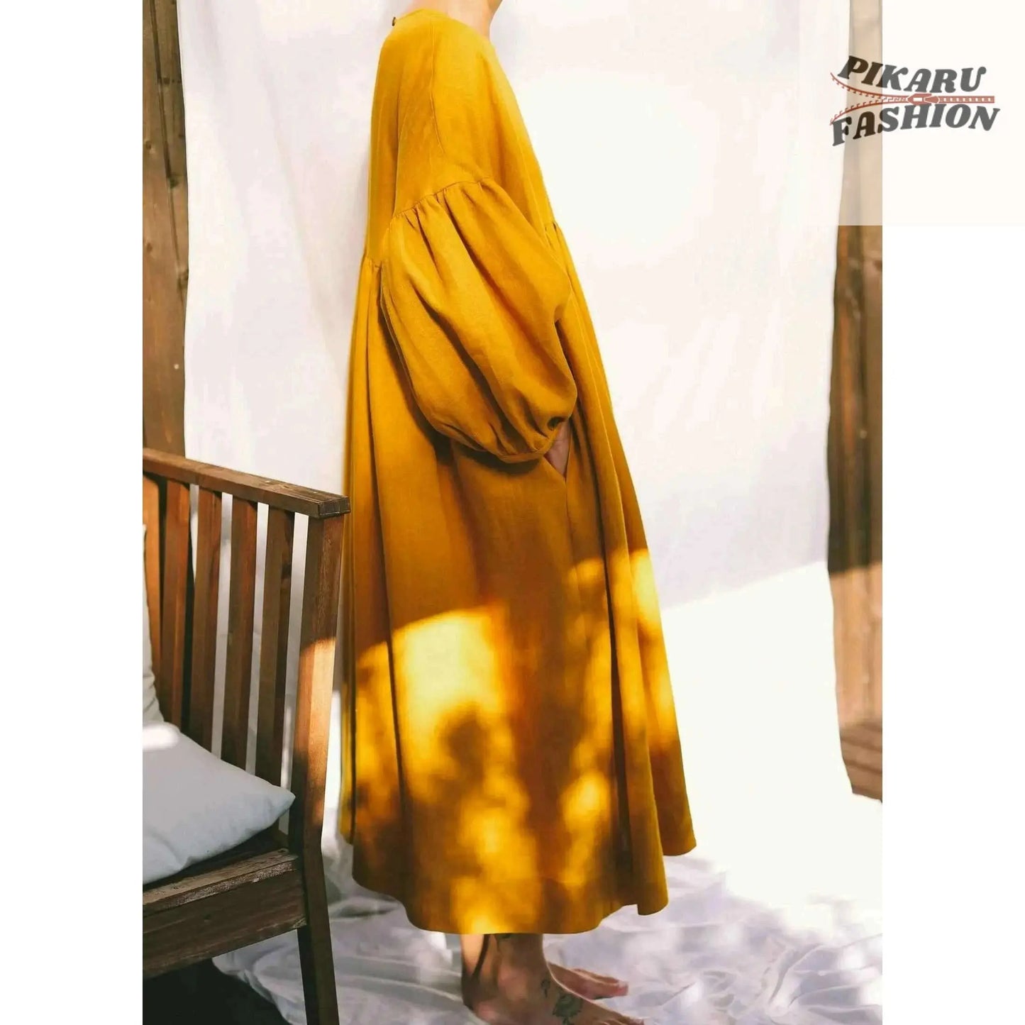 Oversized Linen Dress - PIKARU FASHION