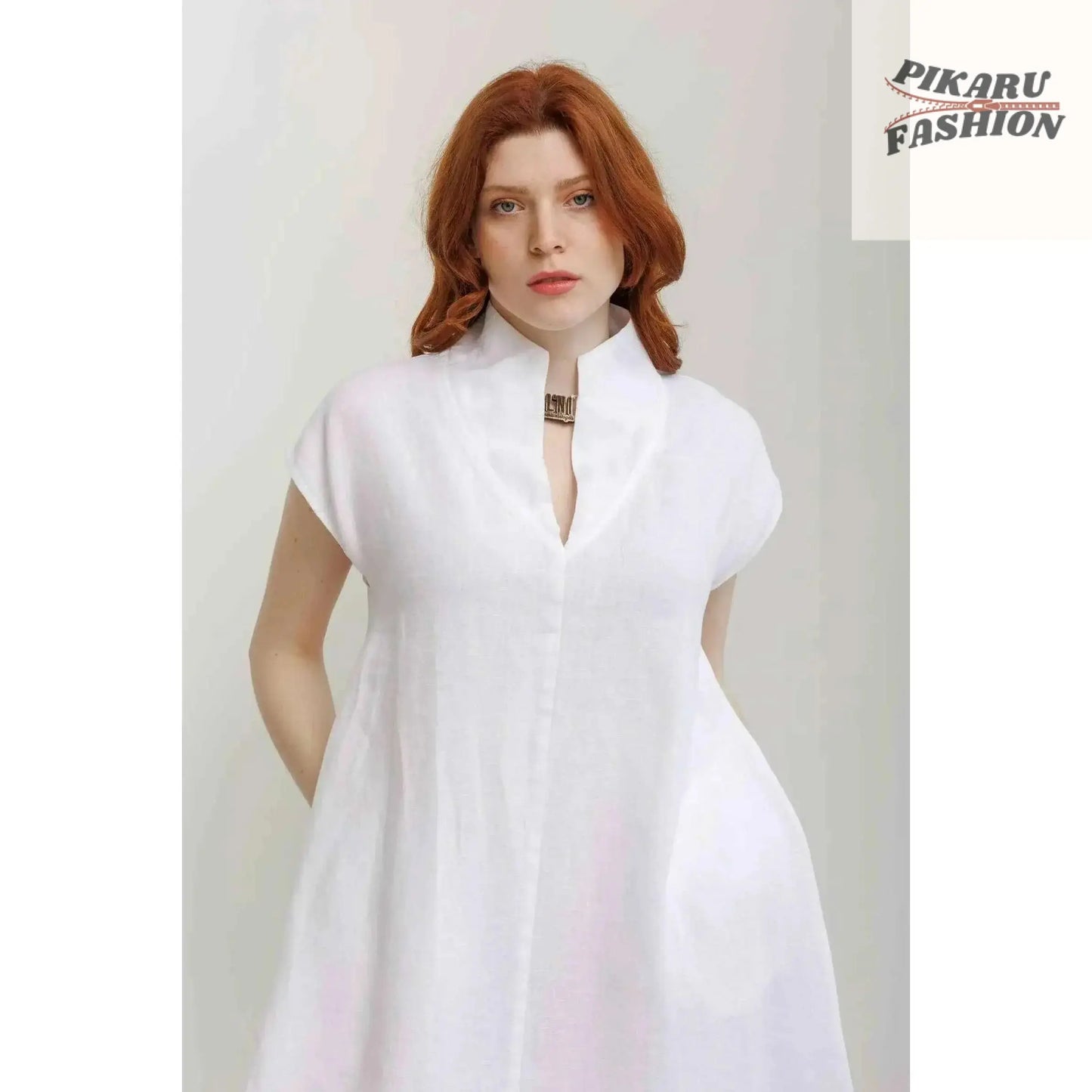 Chic Linen Ankle Dress - PIKARU FASHION