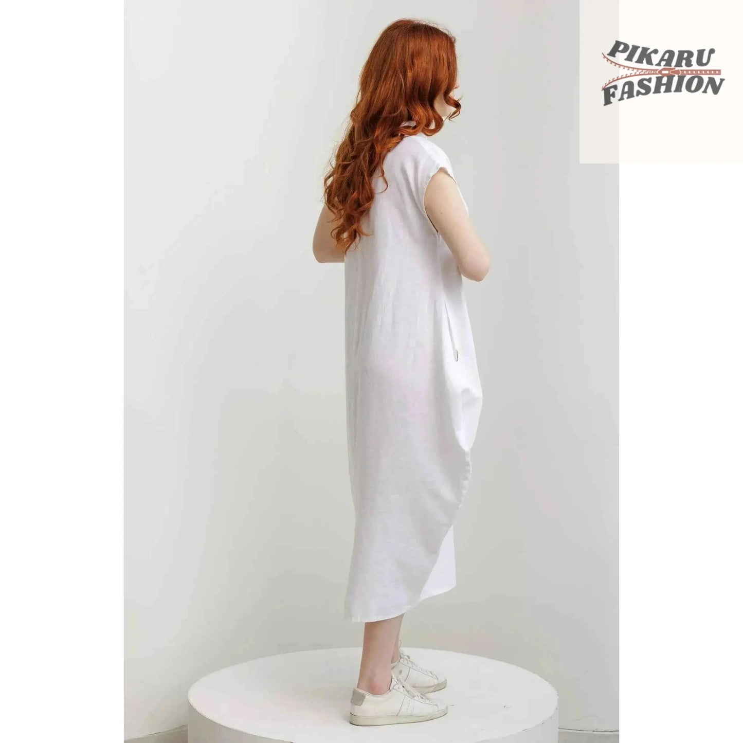 Chic Linen Ankle Dress - PIKARU FASHION