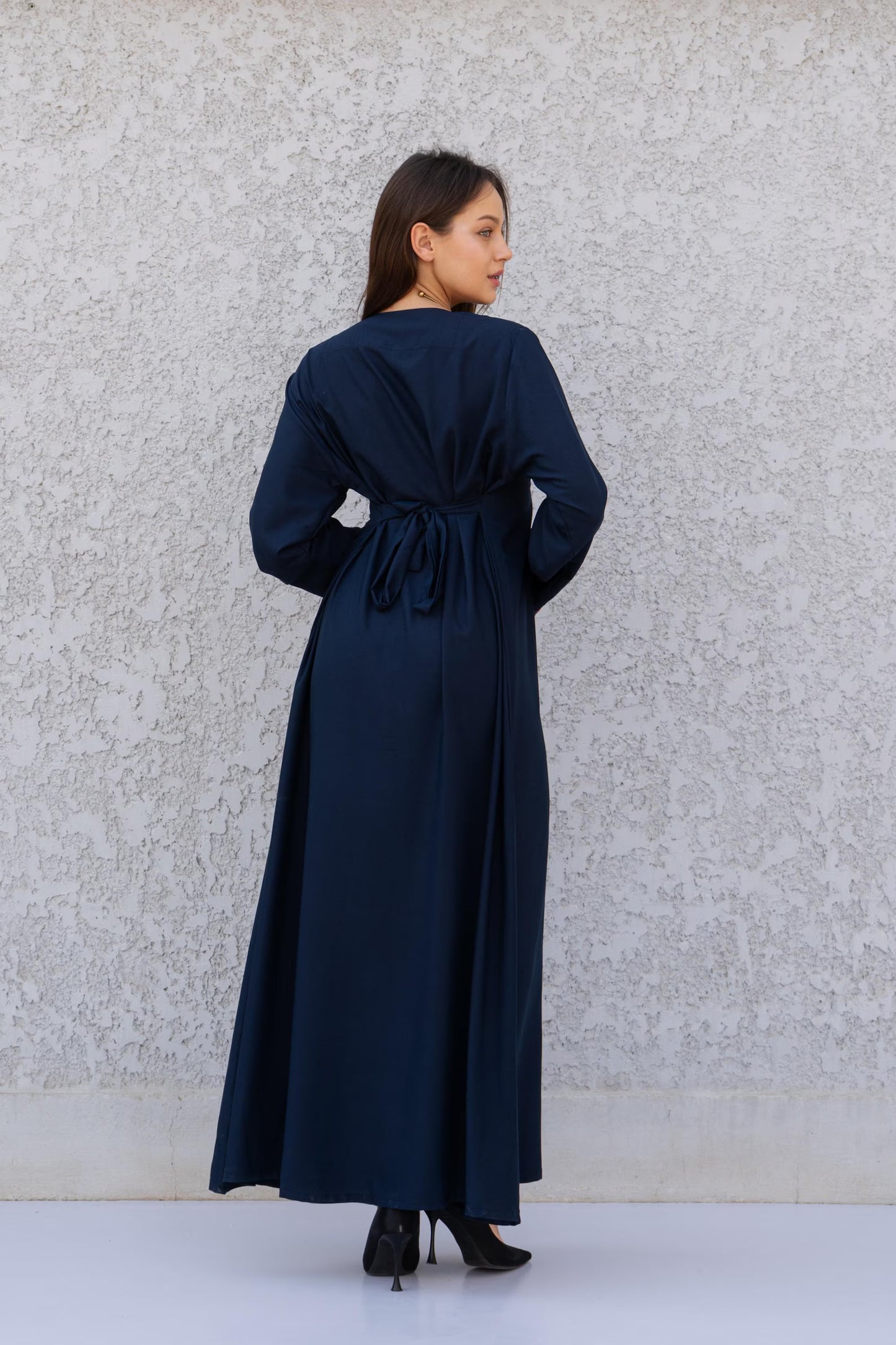 Navy Blue embroidered caftan dress, embroidered Cotton caftan, Chic embroidered caftan, Egyptian cotton caftans for women - PIKARU FASHION