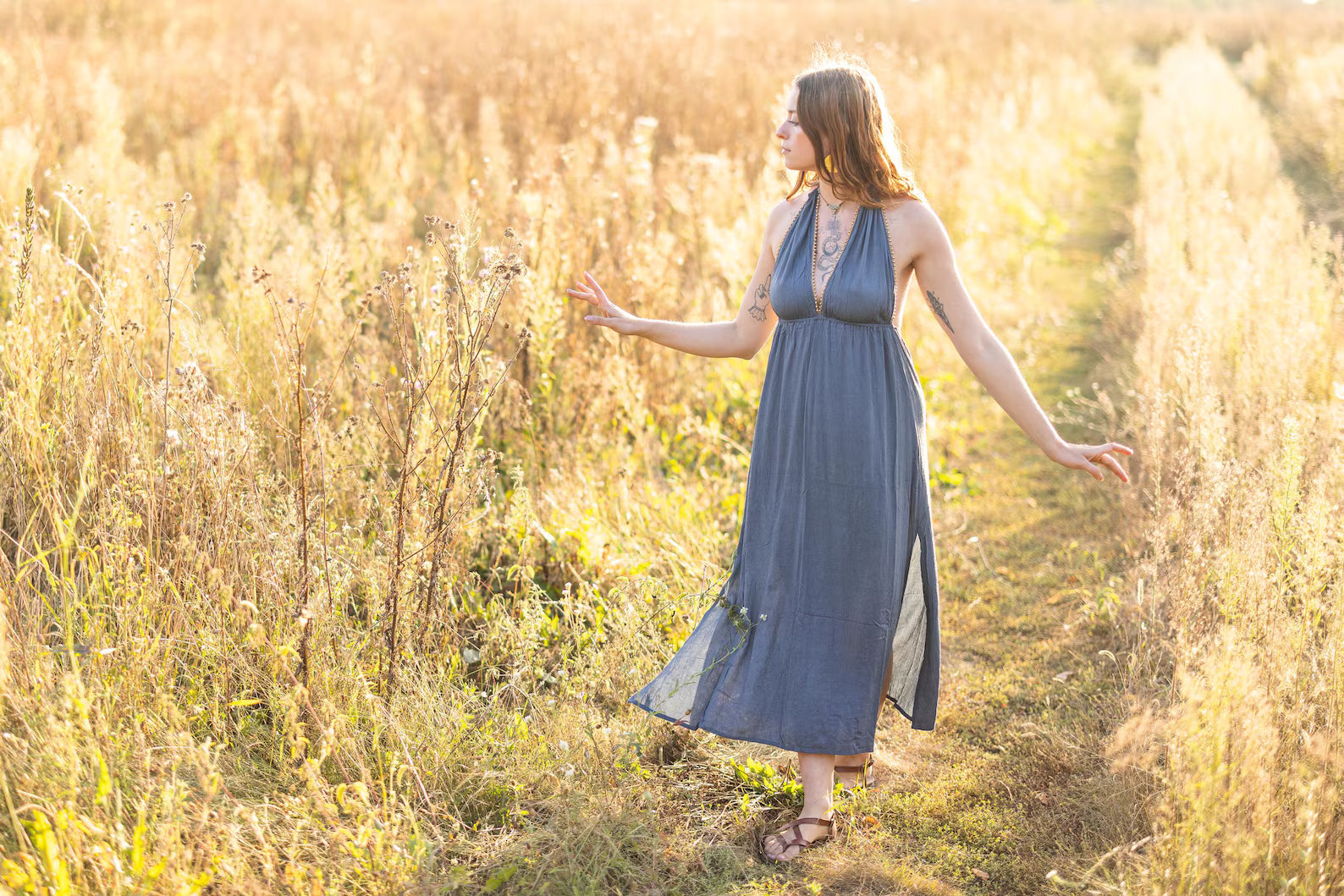 Summer Boho Dress blue - PIKARU FASHION