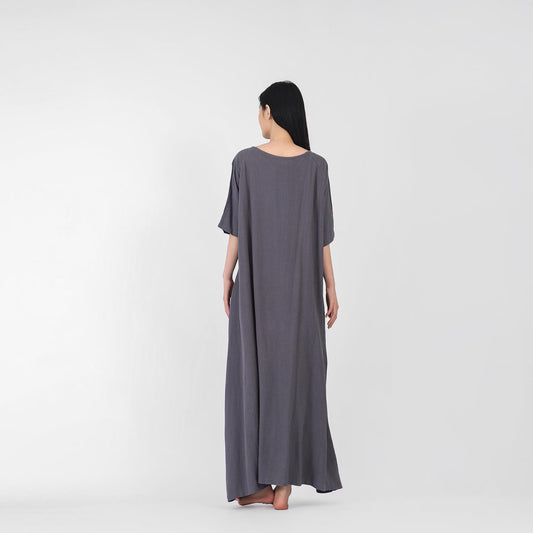 Cotton Linen Long Loose Dress - PIKARU FASHION