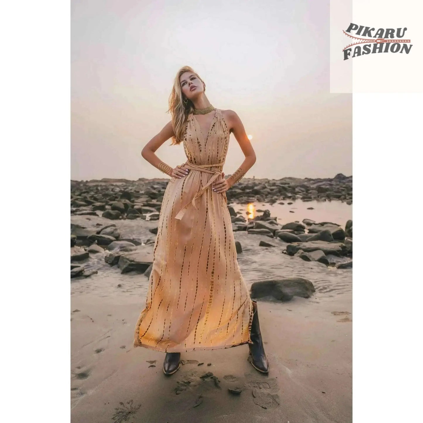 Boho Tie Dye Maxi Dress | Vacation Resort Wear | Summer Goddess Dress - PIKARU FASHION