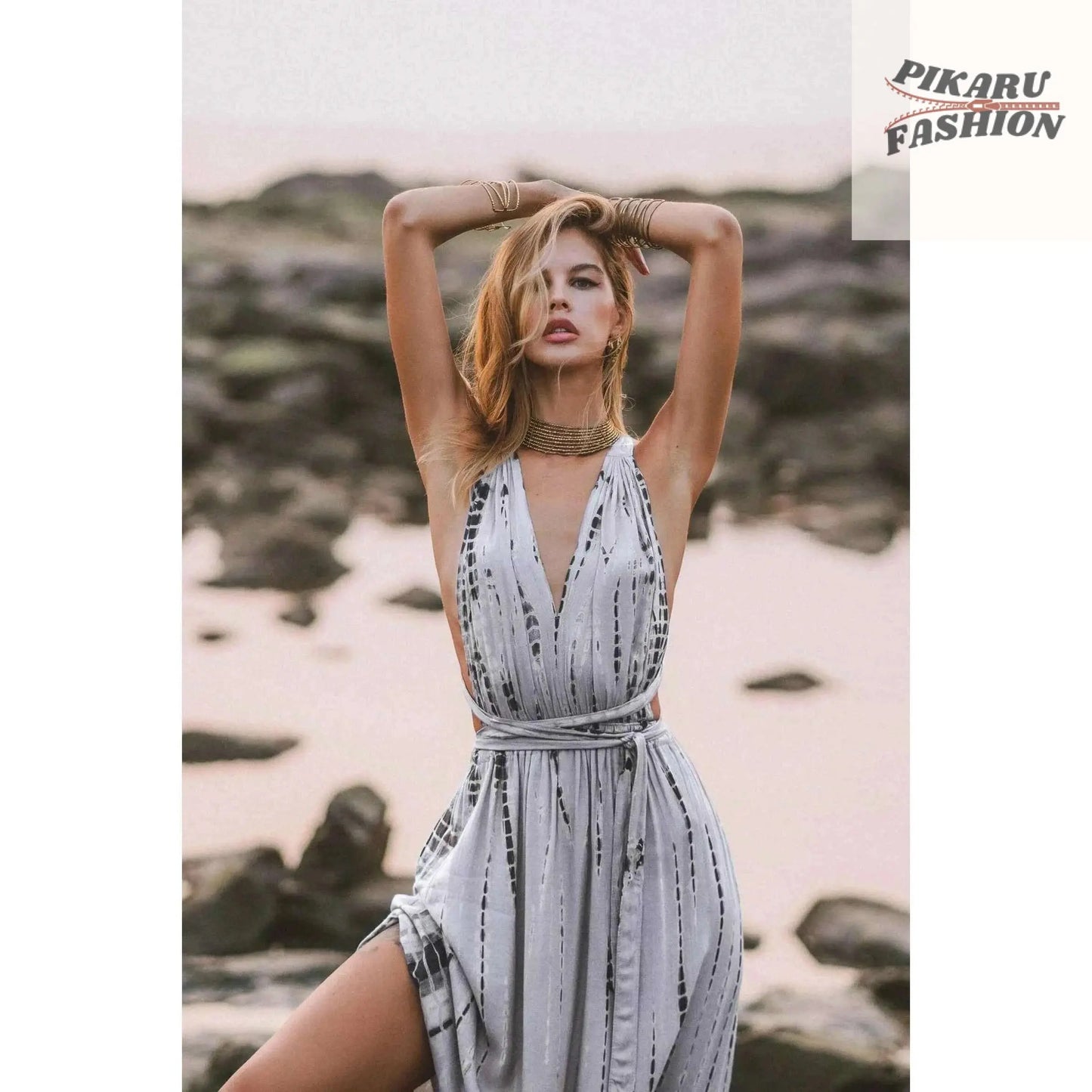 Boho Tie Dye Maxi Dress | Vacation Resort Wear | Summer Goddess Dress - PIKARU FASHION