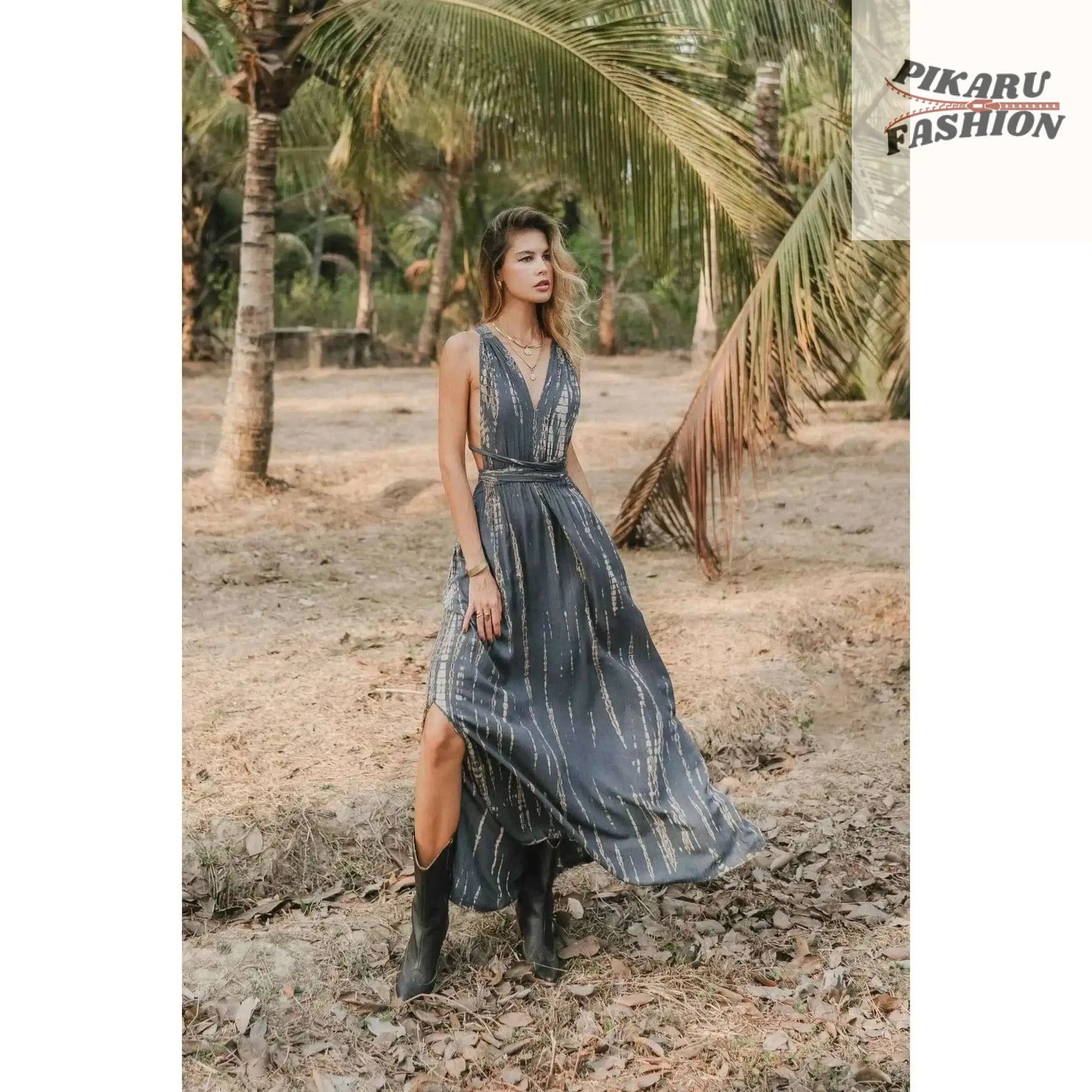 Boho Tie Dye Maxi Dress | Vacation Resort Wear | Summer Goddess Dress - PIKARU FASHION