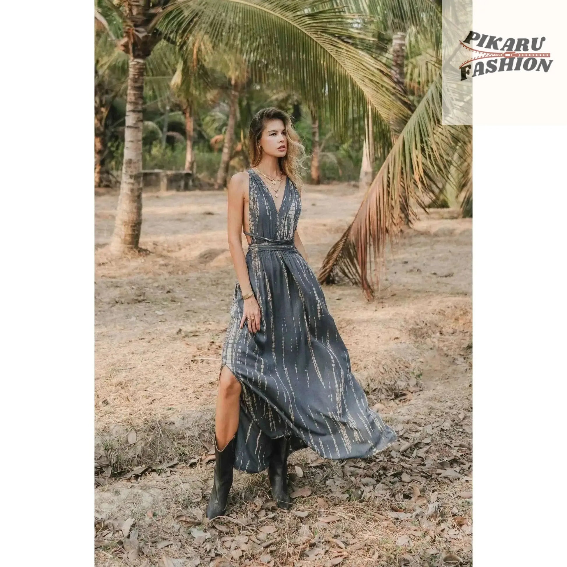 Boho Tie Dye Maxi Dress | Vacation Resort Wear | Summer Goddess Dress - PIKARU FASHION