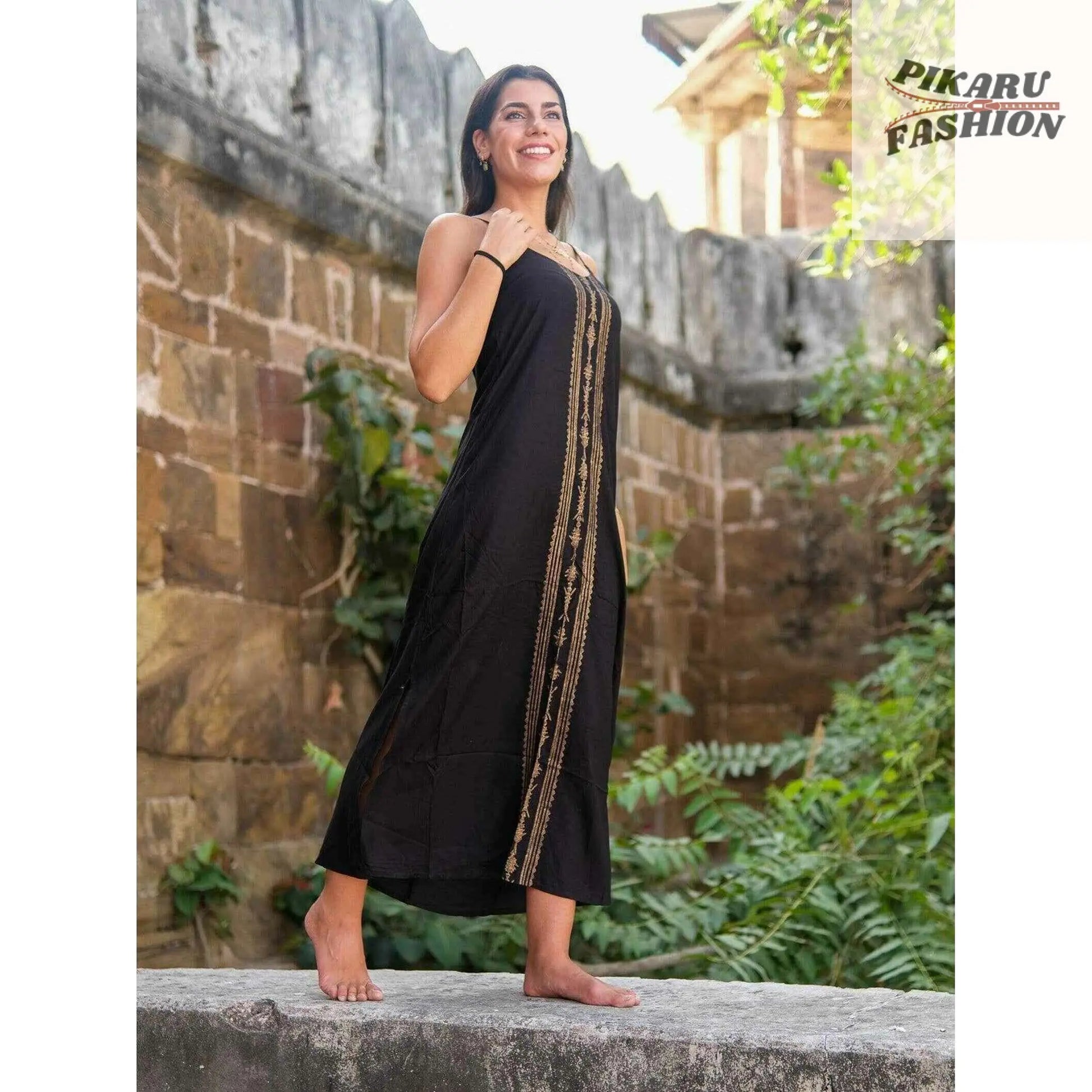 Boho Sleeveless Summer Dress with Handblock Print - PIKARU FASHION