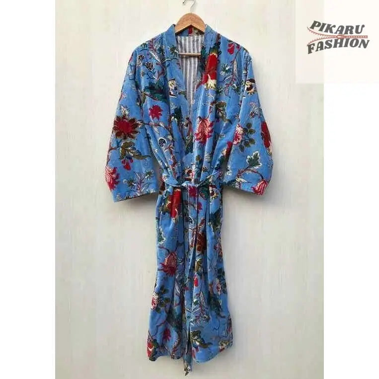 valvet Embroidered Long Kaftan - PIKARU FASHION