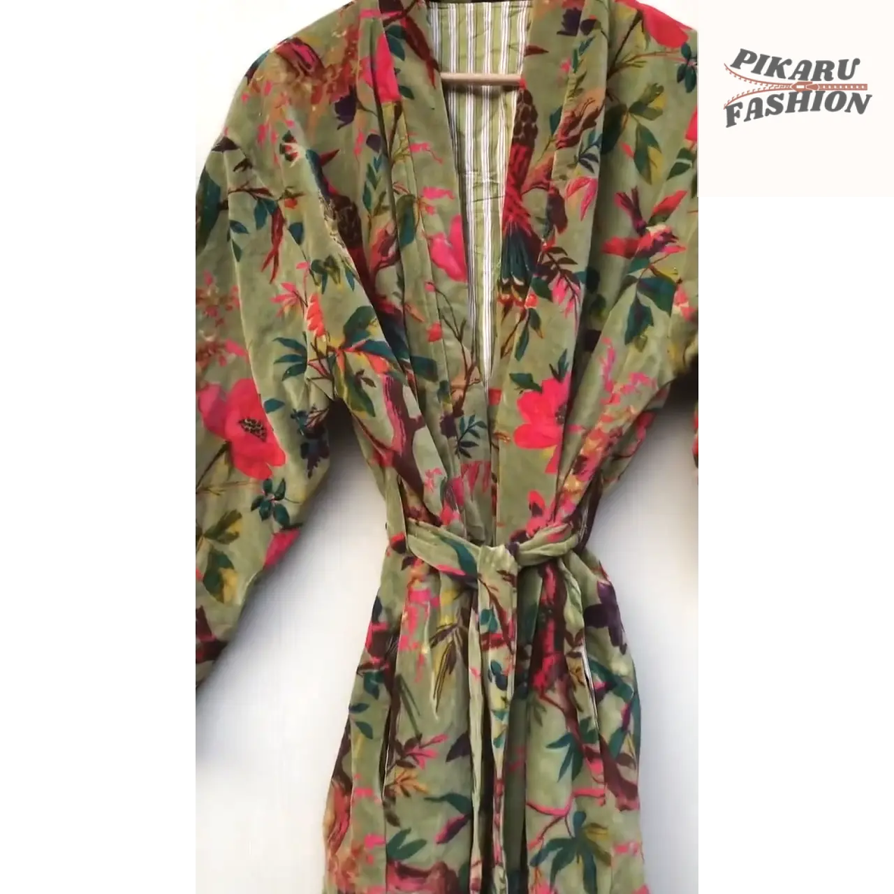 valvet Embroidered Long Kaftan - PIKARU FASHION